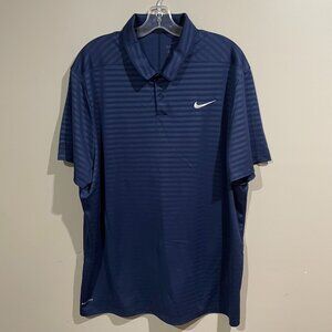Nike Dri-Fit Navy Blue striped polo shirt